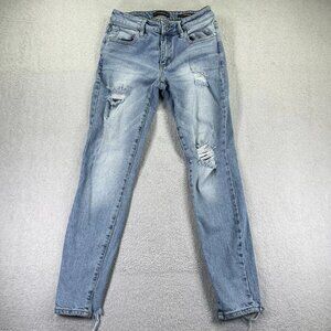 Guess Women's Blue Sexy Curve Low-Rise Stretch Ripped Jeans